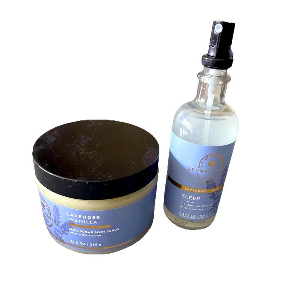 Bath & Bodyworks Aromatherapy Lavender Vanilla Body Scrub and Sleep Mist Set